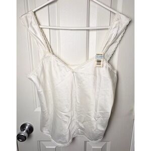 Vtg *Warners* Silky Camisole M Ivory Pearl Accent NWT